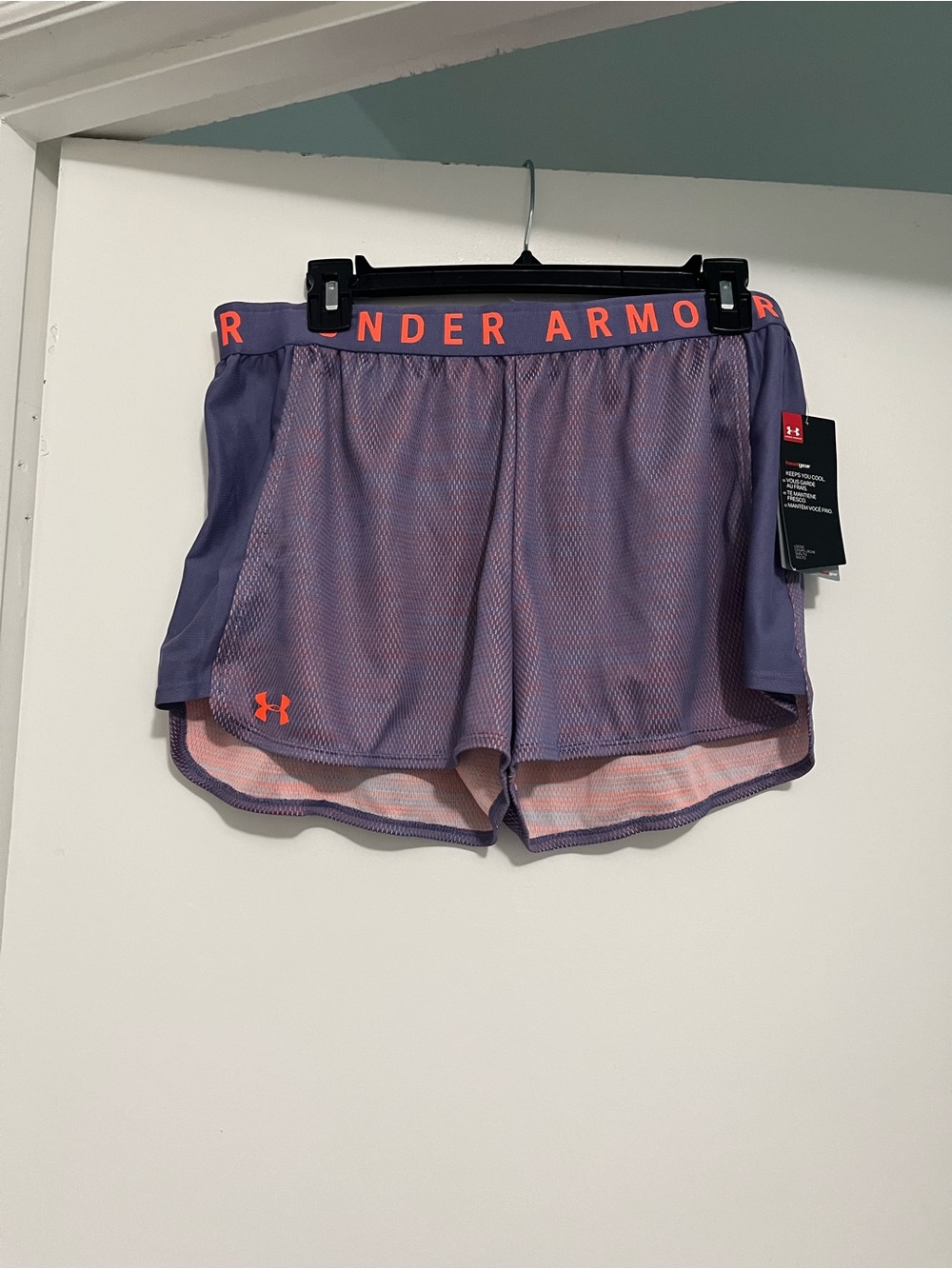 Under Armour Purple and Coral Mesh Athletic Shorts